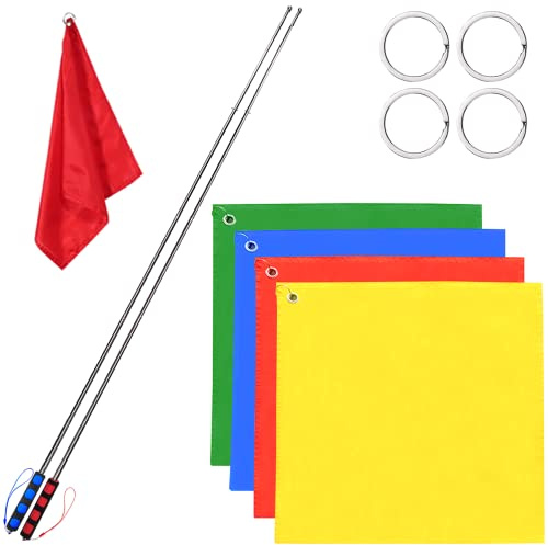 SETHVILL 4 Stück Pferde-Trainings-Flaggen, Pferde-Trainingsgerät mit 121,9 cm Teleskop-Fahnenmasten, tragbare Reitflagge, Nylon-Trainingsflagge für Pferde-Longierung-Training