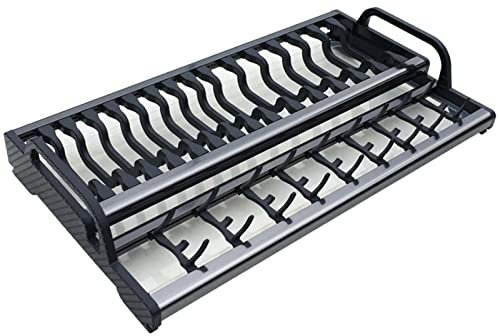 Escurreplatos Escurridor De Platos Escurridor Platos Escurre Platos Sobre Fregadero Para Muebles De Cocina Cajonera Empotrada Con Bandeja De Drenaje Intervalo Ajustable (black,61x30cm)