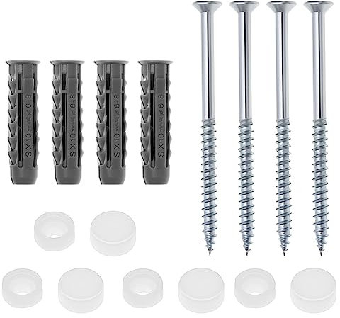 eMagTech 2 Sets WC Bidet Ankerbolzen Set Badezimmer Toilettenpfanne zu Boden Befestigungsset Reparaturbeschlag Inklusive Schrauben Dübel Unterlegscheiben Endkappen