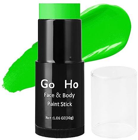 Go Ho Bright Green Cream-Blendable Stick(1.06 OZ),Amazon Green Face Body Paint Stick Grinch Costume Makeup,Oil Professional Face Foundation for Halloween/Christmas SFX Grinch Costume Makeup
