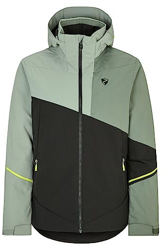 Ziener Herren TIMPA Ski-Jacke/Snowboard-Jacke | atmungsaktiv, wasserdicht, black.green mud, 58