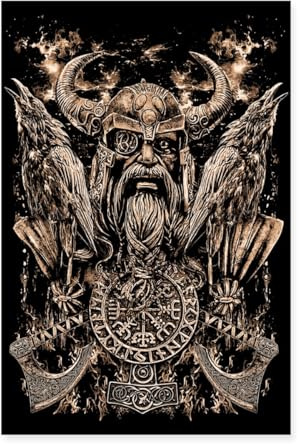 Spreadshirt Odin mit Raben Hugin und Munin Poster 60x90 cm