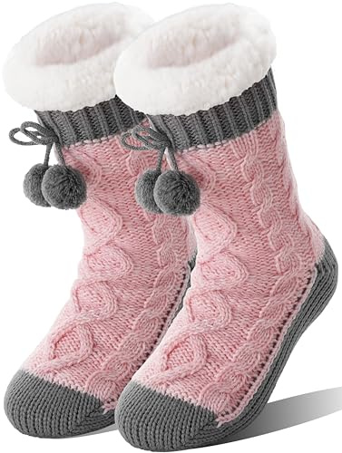 Welwoos Womens Slipper Fluffy Grips Socks Winter Warm Thick Thermal Cosy Plush Non Slip Cabin Soft Fleece Home Socks