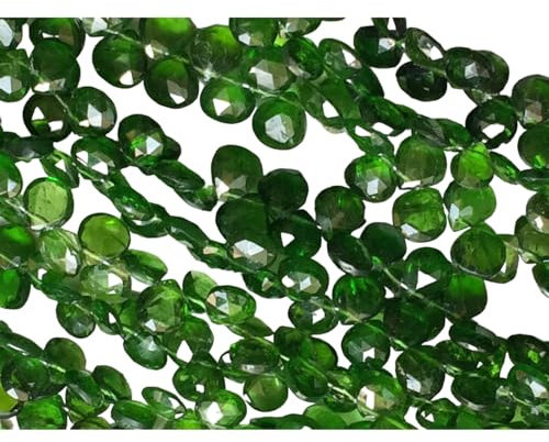 5 mm grüne Diopside facettierte Herzperlen, Chromdiopsid, grüne Turmalin-Herzperlen für Schmuck (4IN bis 8IN Optionen) 4 Zoll