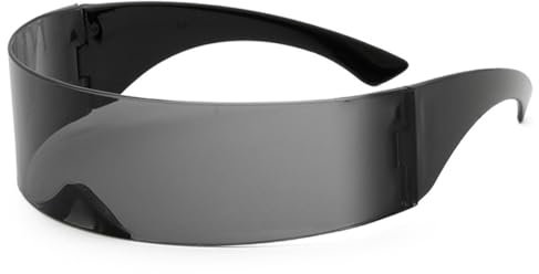 Futuristische Schmale Zyklopen Brille, Schnelle Brille Rave Verspiegelt Schwarz, Verspiegelte Techno Partybrille, Space Brille Männer und Frauen für Party Cosplay Requisiten