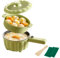 Tuzsocr Electric Frying Pan with Steamer,2L Non-Stick Electric Pan for Sauté,Pumpkin Shaped Electric Hot Pot,Multifunction Portable Travel Cooker,for Ramen Noodles/Pasta/Egg/Oatmeal (Green + Steamer)
