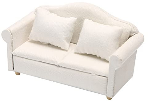 SAFIGLE Puppenstubensofa Weihnachts präsente Puppenhausmöbel Holz 1 Puppenhausmöbel im Maßstab 12 weißes Sofa sesselschoner -Puppendekor Puppenmöbel empfindlich
