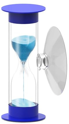 2 Minute Hourglass Sand Timer with Suction Cup,Unbreakable Sucker Sand Clock Timer 2 min,Plastic Mini Sand Watch,Rotatable Reloj De Arena for Kids Toothbrush(Blue)