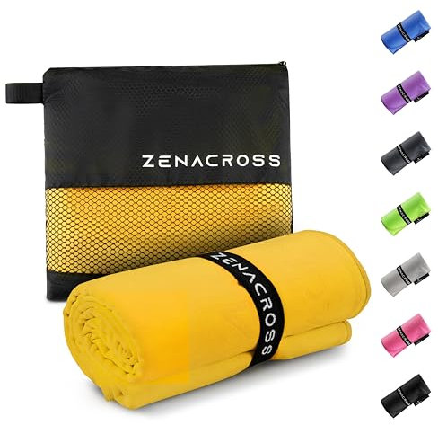 ZENACROSS Serviette Microfibre - Serviette Sport Compacte, Séchage Rapide et Absorbante Taille S - Jaune - 50x30cm