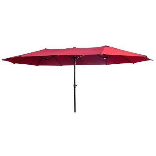 AKORD Sonnenschirm mit Kurbel Zwölfeckig TILIA | 270x460x245 cm Ampelschirm | Marktschirm Terrassenschirm Balkon Wasserdicht | Gartenschirm UV-Schutz | Rot