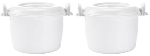 ANSNOW Microwave Rice Steamer 2 Pcs Microwave Rice Cooker Mini Rice Cooker Portable Steamer Pasta Cooker Steamer Pot for Cooking Soup Rice Chicken White Microwave Rice Maker