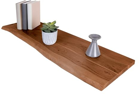 SAM Holzplatte SUVA 100x30 cm Akazie nussbaum einseitige Baumkante | Holzbrett massiv, Baumkantenplatte für Heimwerker, Regale und Fensterbretter