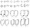 Silber 925 Ohrringe Set, 12 Paar ASH'S Multipack Silber 925 Creolen Ohrstecker Kleine Set Damen, Silber Creolen Eckig Oval Herz Kugel Stern Ohrstecker Piercing Ohrringe Silber für Mehrere Ohrlöcher