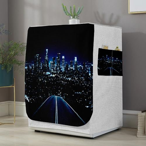 Highdi Washing Machine Cover, Washing Machine Covers Indoor Sunscreen & Dustproof Washer Protection for Front Load Outdoor Washer and Dryers (S capacity 6~7.5KG,Architectural pattern 3)