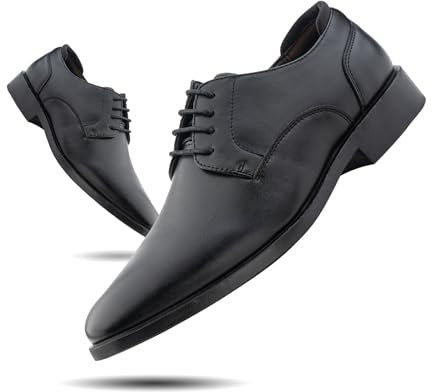 Hitmars Derby Schuhe Herren Anzugschuhe Halbschuh Lederschuhe Business Schuhe Oxford Hochzeitsschuhe Brogues Schnürhalbschuhe Formale 3-Schwarz 43