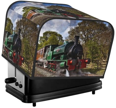 Toaster Cover, 4 Slice Toasters Dust Cover Bread Maker Cover Toaster Oven Cover, Steam Engine Train