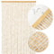 NOVECRAFTO Universal Wooden Beaded Door Curtain with Hooks - 35.4x78.7 in (90x200 cm) - Handmade Hanging 52 Strands Curtain Beads for Doorways, Room Partition - Light Brown Wood Bead Pattern
