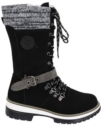 on schuhe damen sale Winterstiefel Damen Casual Langschaft Boots Winterschuhe Bequem Runde Zehe Flach Stiefeletten outlet angebote warehouse deal retourenware