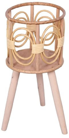 Marsrut Pflanzenständer aus Holz, handgefertigter geflochtener Pflanzkübel mit Beinen, Pflanzenständer für Blumenhalter, hohles Blumenregal für Innendekorationen