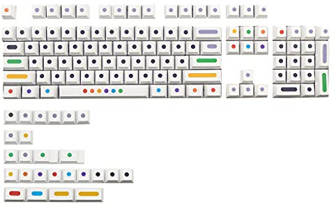 JOERBABU Color Dots Einzigartige Charakterfarbe Subdicke Tastenkappe für 104 TKL 61 87 MX Tastatur 128 Tasten