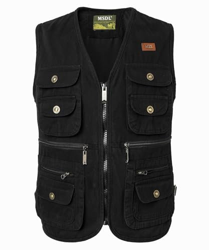KTWOLEN Herren Angelweste Outdoor Jagdweste Fotografie Ärmellose Jacke Angelwesten Arbeitsweste Werkzeugweste Hundesport Weste mit Vielen Taschen, Schwarz, XL