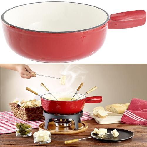 Rosenstein & Söhne Zubehör zu Käsefondue-Set Gusseisen: Käsefondue-Topf aus Gusseisen, 24 cm (Versandrückläufer) (Fondue-Pfannen, Käsefondue-Topf für Induktionsherd, Raclette)