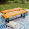PHI VILLA Gartenbank Wetterfest 160 cm Sitzbank Holzbank Outdoor Balkon Bank Ohne Lehne Holzbänke für Draußen 2-3 Sitzer Akazienholz Teak, 2 Packung