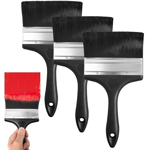 SOL [3 Pack] 5 Inch Paint Brush - Multipurpose Paintbrush for Interior Decorating and Exterior Painting Fences, Wallpaper, Masonry, Block, Plastering, Paste, Wood Stain