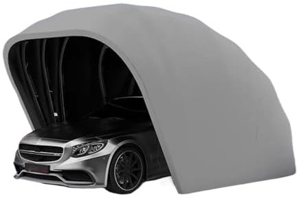 JKELPV Carports Semi-automatic folding garage mobile retractable outdoor simple parking shed car awning anti-sun and canopy Portable Garage(Grey)