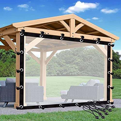 KFDDO Gartenlauben Vorhang Transparentes Wasserdichtes Planentuch Wetterfeste Vorhänge mit Ösen für Hof, Veranda, Anpassbar(3x2.5m)