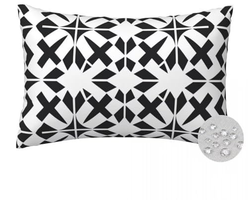 LLWYH Outdoor Kissen 20x30 cm 2er Set Kissenbezug Schwarz Und Weiß Wasserfest Outdoor Kissenbezüge Marokko Dekokissen Zierkissen mit Verstecktem Reißverschluss Sofakissen für Garten Patio Deko -FS393