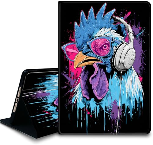 Bxgolkgd Tablet Case for Microsoft Surface Pro 11/10/9 13 Inch 2024/2022,Shockproof Stand Cover with Heat Dissipation,Auto Wake/Sleep Function,Trendy Rooster Headphone