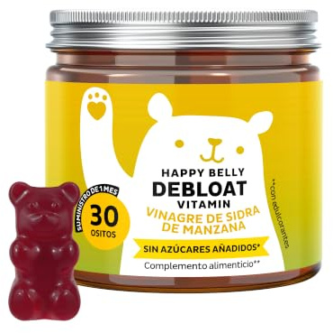 Bears with Benefits - Vinagre de Sidra de Manzana - Digestión - 30 unidades | Happy Belly Debloat - Vinagre de Sidra de Manzana, Vitamina B12, B6 - Cura de 1 mes - Sin Azúcar, Vegano