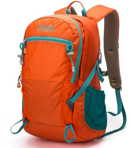 Lightweight Hiking Backpack, 20L Women/Men Waterproof Travel Rucksack Bag with Rain Cover, Outdoor Small Foldable Daypack for Student, Fit for 12.9 inch Laptop (Orange, 20L)