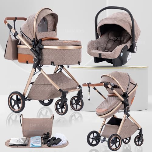 Lnhcrbs Passeggino 3 in 1 Trio, Sistema di Viaggio,per 0-3 Anni,15KG,Kaki
