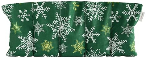 LOOLAY Kirschkernkissen Mikrowelle 50x20 cm – Wärmekissen Bio Baumwolle – Kirschkern Kissen mit 5 Kammern – Ideal bei Muskelverspannungen und Menstruationsbeschwerden (schneeflocke grün)