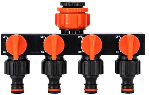 Generisch Hose Splitter 4 Way - Leakproof Tap Connector for Irrigation | Durable Outdoor Tool with Independent Control, Garden Accessory for Farm Lawn Greenhouse Water Distribution System
