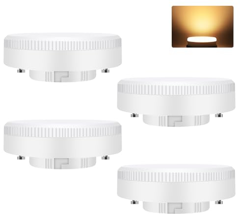 GBLY 4 Stück GX53 LED Leuchtmittel Warmweiß 3000K 74x25mm Ultra Flach 5W | Unterbauleuchte Deckenleuchte Lampe Birne Blinkfrei 230V Nicht