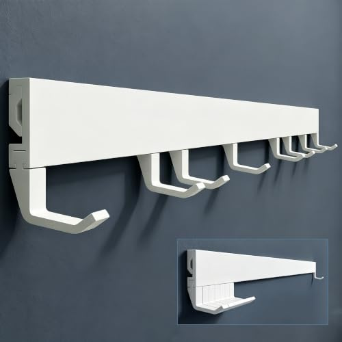 doporro Garderobenleiste Weiß, Wandgarderobe mit 8 verschiebbaren Haken | Garderobenhaken und Kleiderhaken aus Aluminium, Hakenleiste für Flur, Bad und Küche, Stalo-10