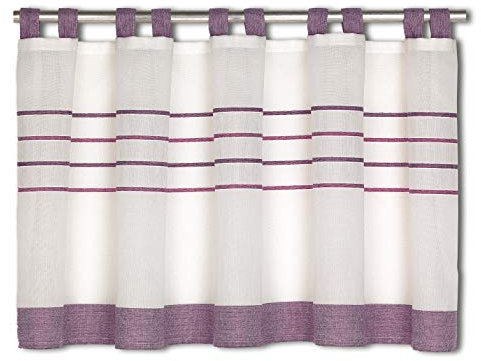Startex 2237 Scheibengardine, Polyester, Weiß/Lila, 50 x 140 cm