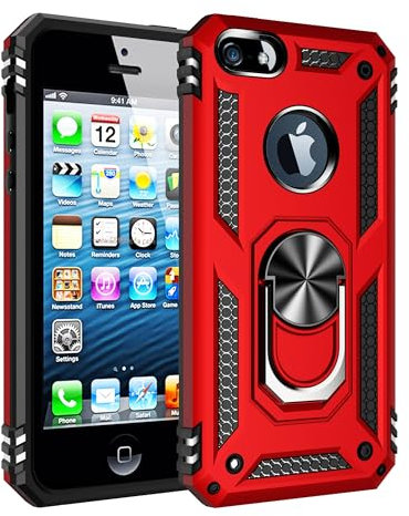 SORAKA Cover per iPhone 5/5S/SE 2016 con anello,Custodia in Silicone Morbido Cover Anti-Impronta Ultrasottile con piastra metallica per Supporto Auto Smartphone Magnetico