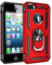 SORAKA Case for iPhone 5/iPhone 5S/iPhone SE 2016 with 360 degree rotation Ring Stand Soft Slim Fit Silicone Case Shockproof Anti-fingerprint Case with Metal Plate for Magnetic Car Phone Holder Red