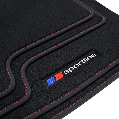 teileplus24 F668 Tapis de Sol en Caoutchouc Sportline Design pour BMW X3 E83 2003-2010, Couture:Rouge