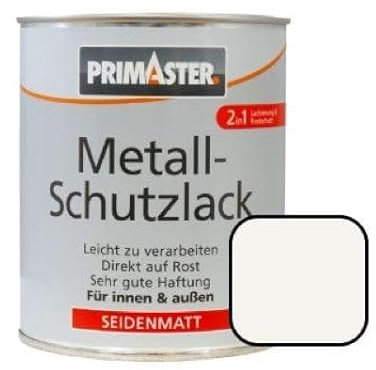 Primaster Metallschutzlack RAL 9010 weiß 750 ml für Innen- und Außen Schutzlack
