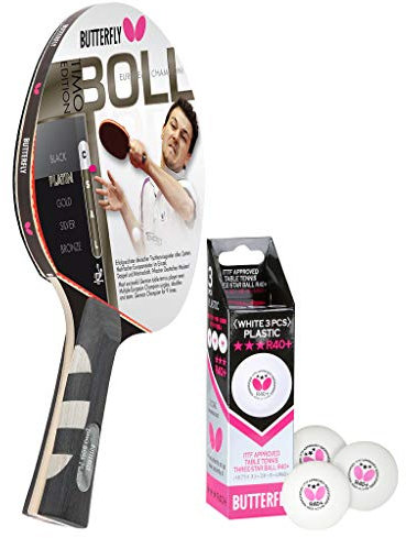 Butterfly Timo Boll Platin Tischtennisschläger + 3*** ITTF R40+ Tischtennisbälle | Tischtennisschlägerset | Tischtennis Premium Set