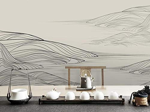 Papier Peint Panoramique Paysage De Dessin Au Trait Abstrait Papier Peint Intissé 3D Tapisserie Poster Murale Décoration Chambre Salon -LIWALLPAPER- 400cmx280cm