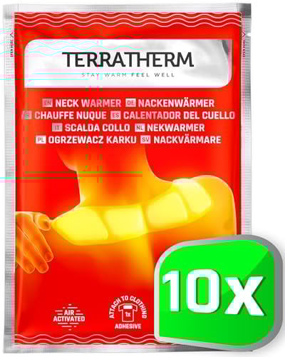 Terratherm Wärmepflaster Nacken, Schulter und Hals - 8h wohltuende Tiefenwärme für den Rücken, Nackenwärmer, Schulterwärmer - luftaktiviert- 10 Stück