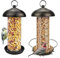 Urban Deco Hanging Bird Seed Feeders Set Metal Tube Mixed Seed Feeder Peanut Sunflower Seed Feeder with Hanger for Garden Outside Great for Attracting Wild Birds (𝐂𝐨𝐟𝐟𝐞𝐞-𝟐 𝐏𝐚𝐜𝐤)