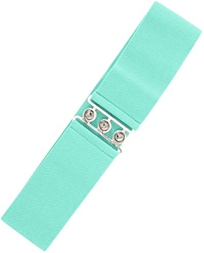 Ro Rox Retro Vintage-Stil Elastischer Weiter Gurt Gürtel - DE 34-54 (Minze,Medium)