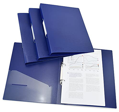 Rapesco 1660 Ringordner mit Antibakteriellen Schutz, 2 Ringe, 35 mm Rücken, A4, Blau, 4er Pack